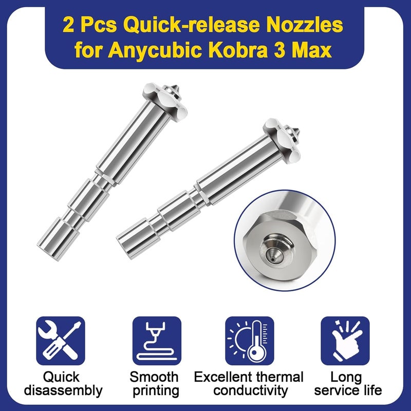 IdeaFormer-3D 2Pcs 0.4mm Kobra 3 Max Nozzle, Integrated Hardened Steel Tip Nozzles Quick-Swap Print Head Extruder Nozzle for Anycubic Kobra 3 Max Combo - Image 5